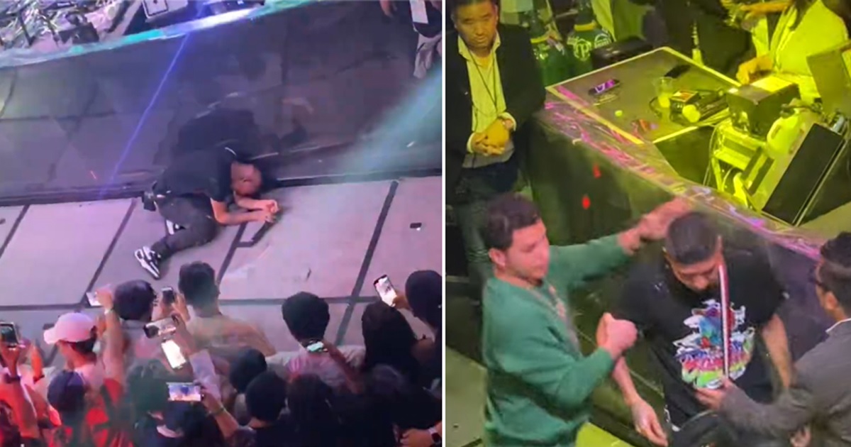 जापानमा भिटेनले देखाए चर्तिकला, आफ्नै टाउकोमा बोतल फुटाउँदा मञ्चमै ढले